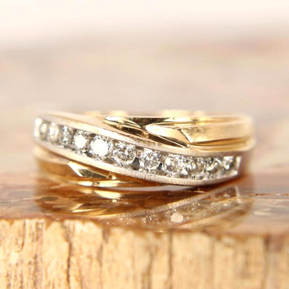 Men’s 10kt Two Tone Yellow White Gold Diamond Channel Set Ring 0.36ct Size 11.5